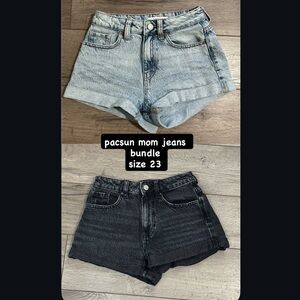 PacSun Women's Jean Mom Shorts - Light Blue and Black